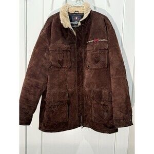 Phat Farm Men's Leather Heavy Shearling Jacket/Coat Men's XL Fur Lining Pockets